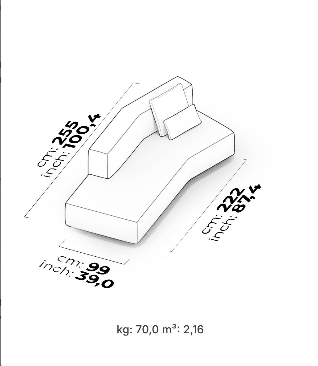 Divano Modulare Cubic – Modulo Laterale Angolato (Sinistro)