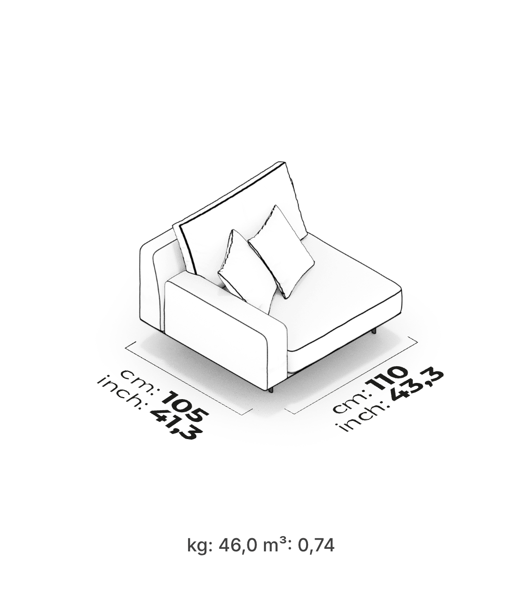 Divano Modulare Loft – Modulo Bracciolo Basso (Sinistro)