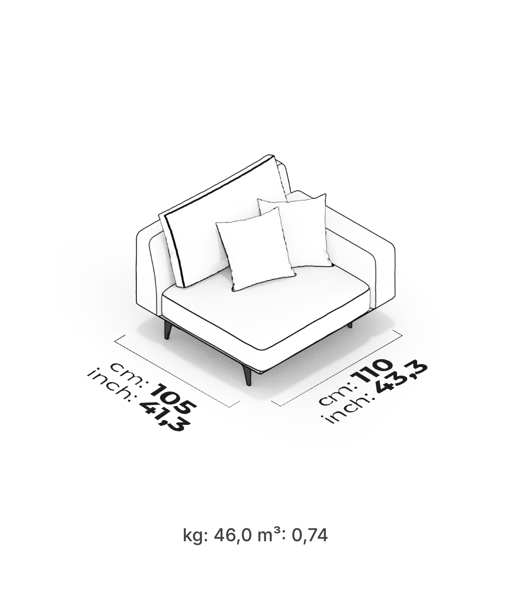 Divano Modulare Loft – Modulo Bracciolo Basso (Destro)