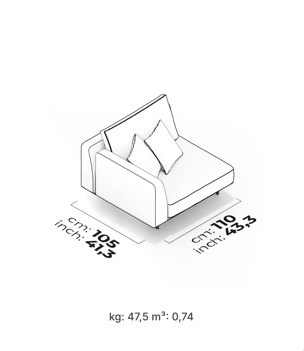 Divano Modulare Loft – Modulo Bracciolo Alto (Sinistro)