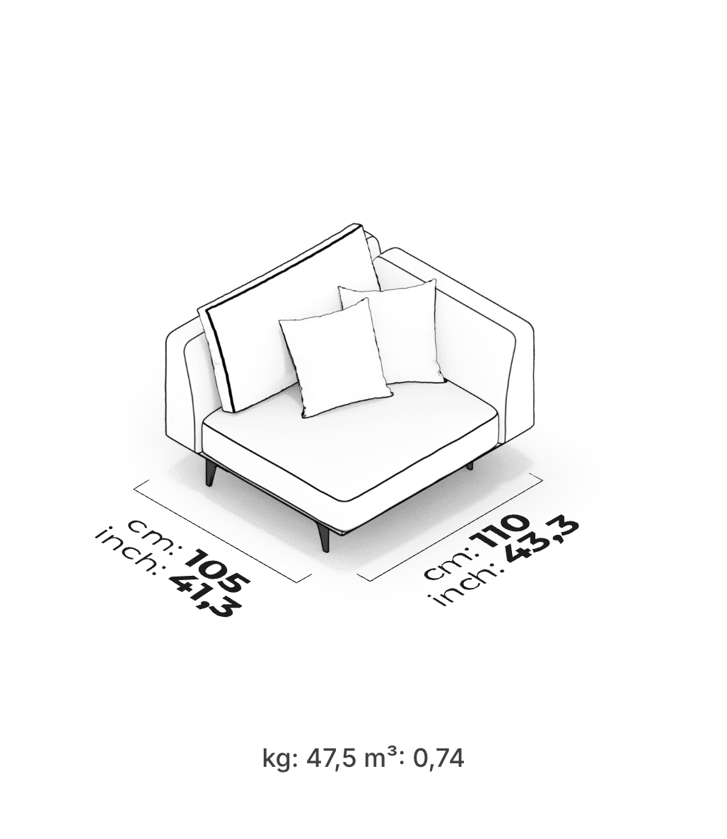 Divano Modulare Loft – Modulo Bracciolo Alto (Destro)