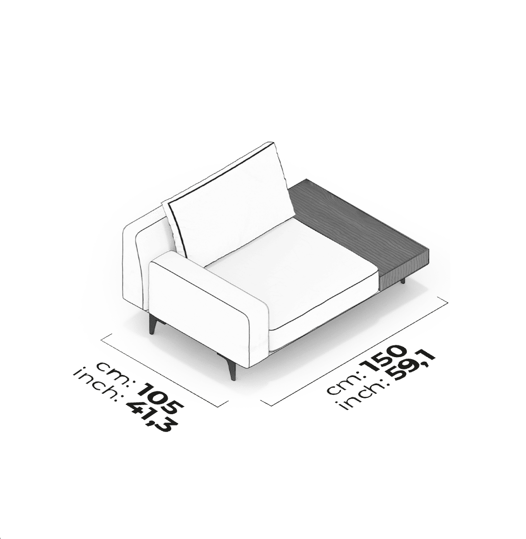Divano Modulare Loft – Modulo Bracciolo Basso con Tavolino (Destro)