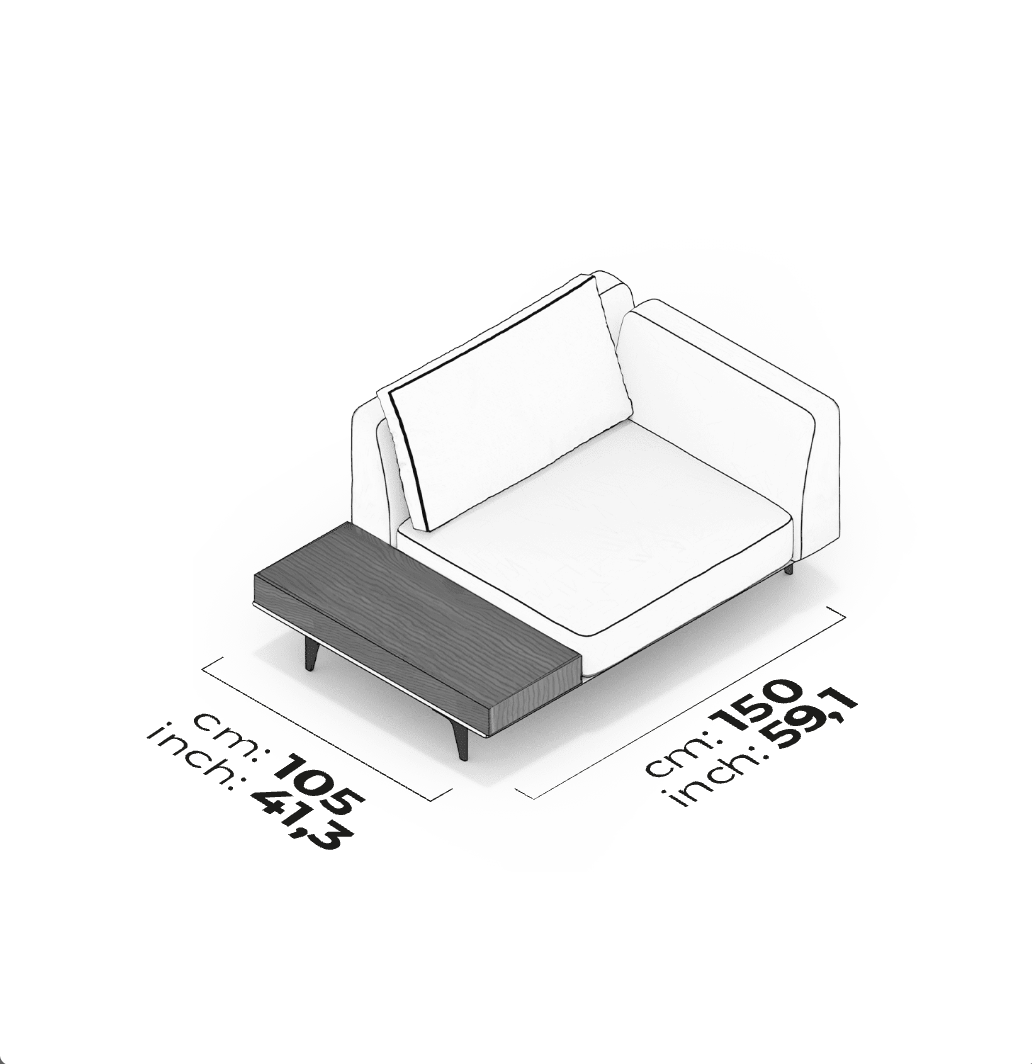 Divano Modulare Loft – Modulo Bracciolo Alto con Tavolino (Sinistro)
