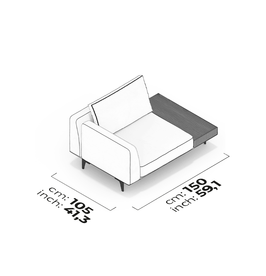 Divano Modulare Loft – Modulo Bracciolo Alto con Tavolino (Destro)