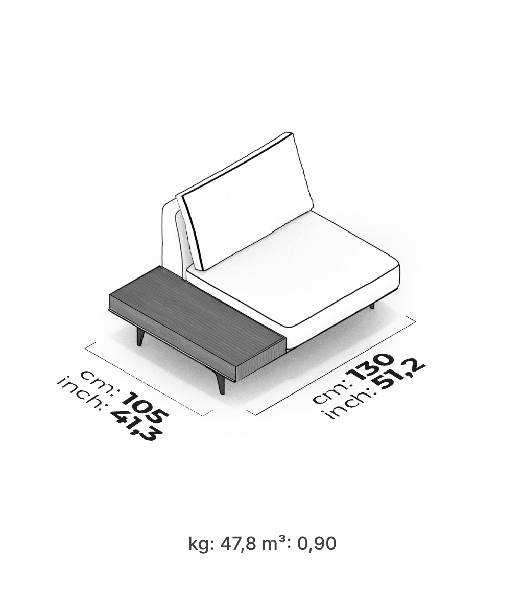 Divano Modulare Loft – Modulo Centrale con Tavolino (Sinistro)