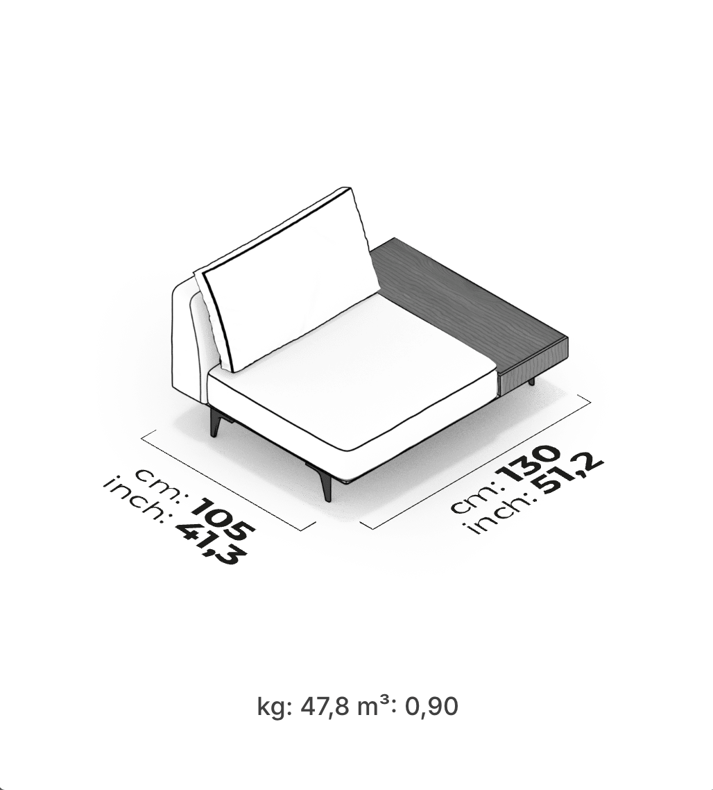 Divano Modulare Loft – Modulo Centrale con Tavolino (Destro)