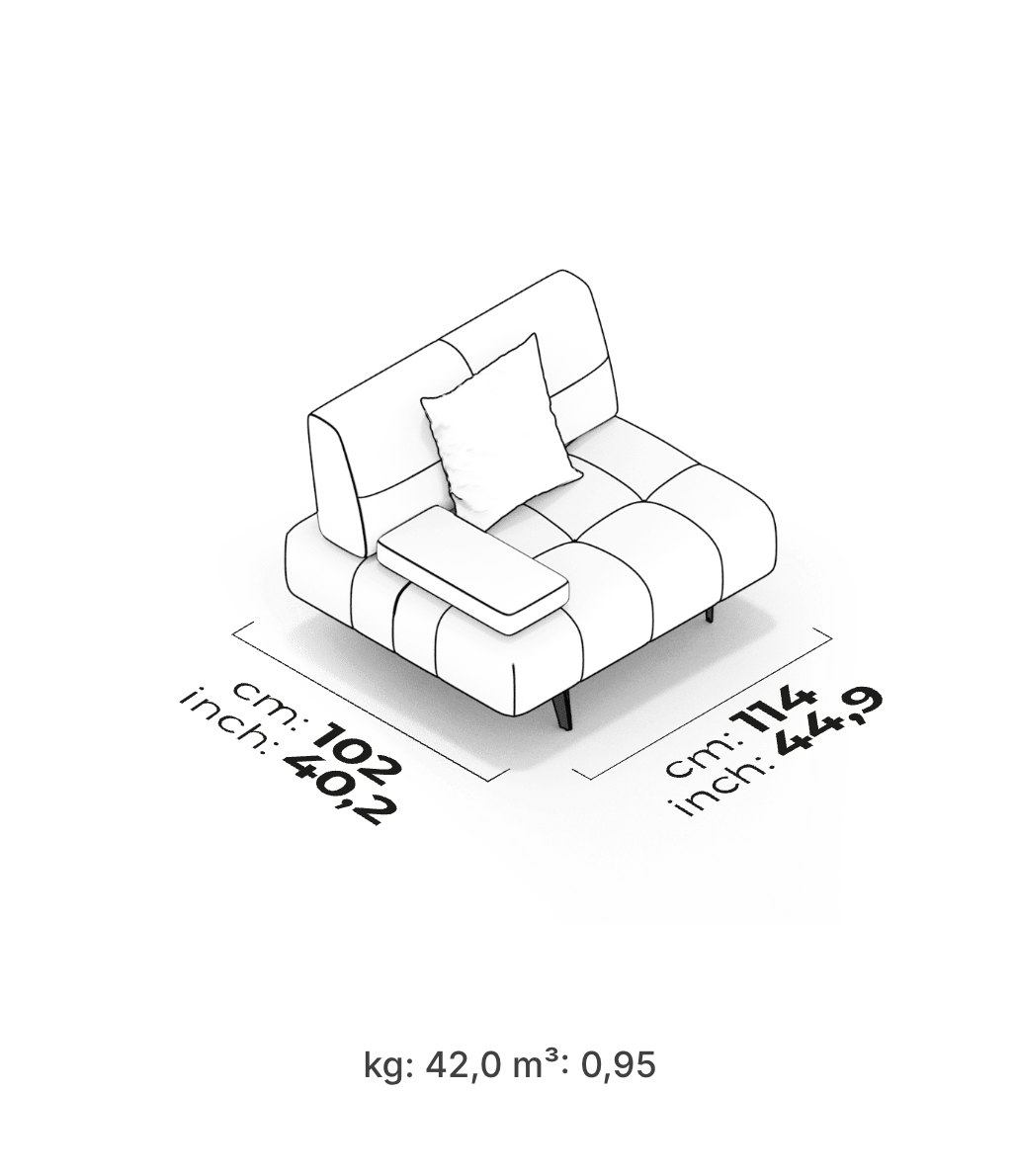 Divano Modulare Panamera Comfort – Modulo Bracciolo Corto (Sinistro)