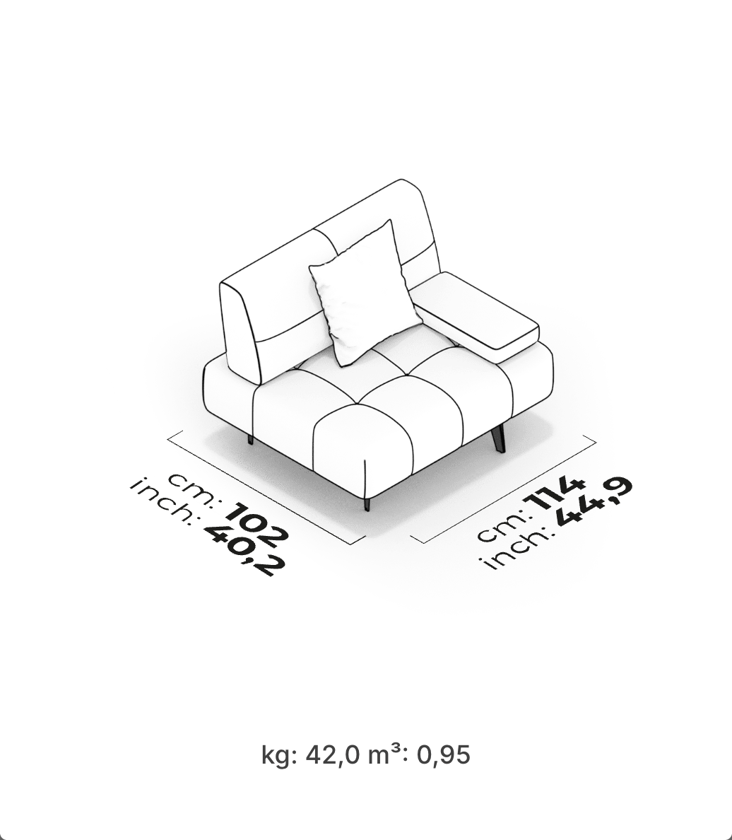 Divano Modulare Panamera Comfort – Modulo Bracciolo Corto (Destro)