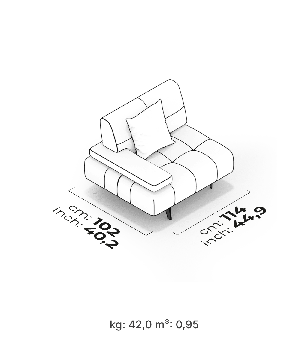 Divano Modulare Panamera Comfort – Modulo Bracciolo Lungo (Sinistro)