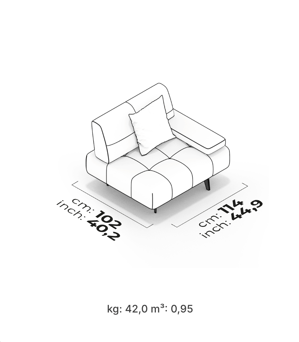 Divano Modulare Panamera Comfort – Modulo Bracciolo Lungo (Destro)