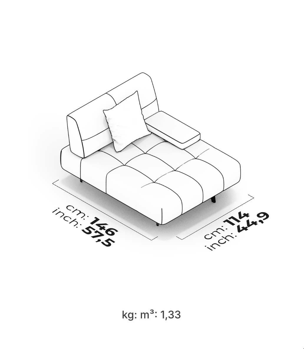 Divano Modulare Panamera Comfort – Modulo Relax Bracciolo Corto (Destro)