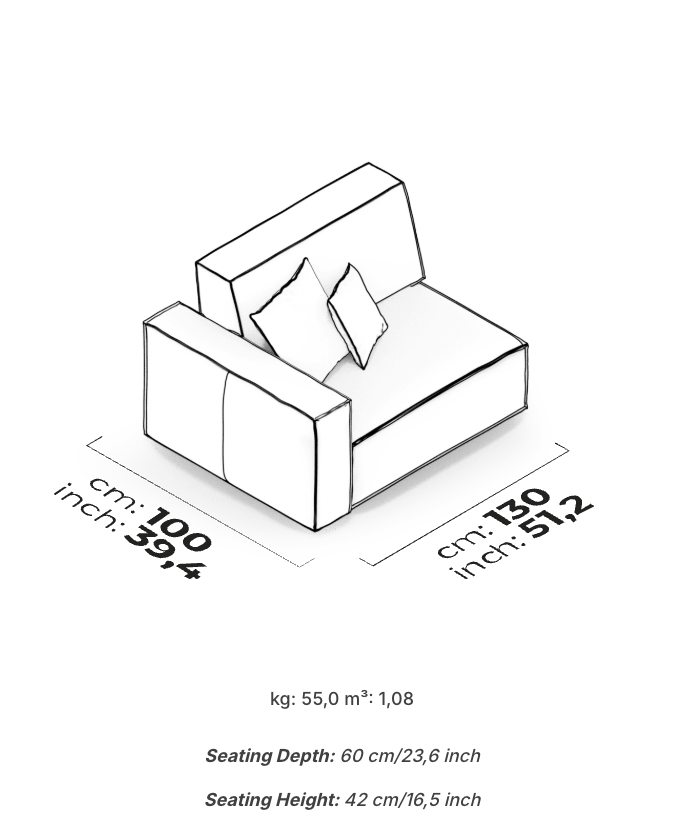 Divano Modulare Cavalli – Modulo con Bracciolo 130 cm (Sinistro)