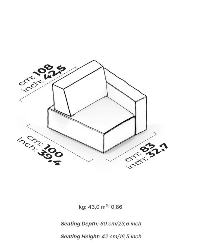 Divano Modulare Cavalli – Modulo Angolato (Destro)