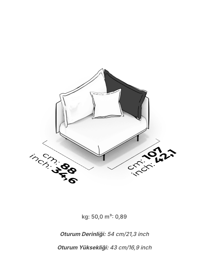 Divano Modulare Morris – Modulo con Bracciolo Destro 100 cm