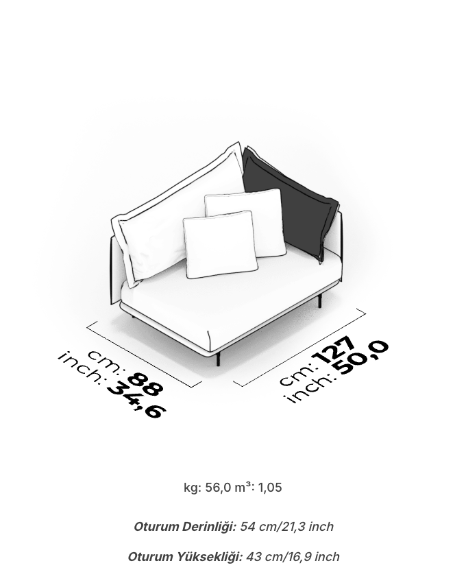 Divano Modulare Morris – Modulo con Bracciolo Destro 120 cm