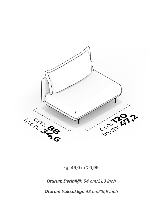 Divano Modulare Morris – Modulo Centrale 120 cm