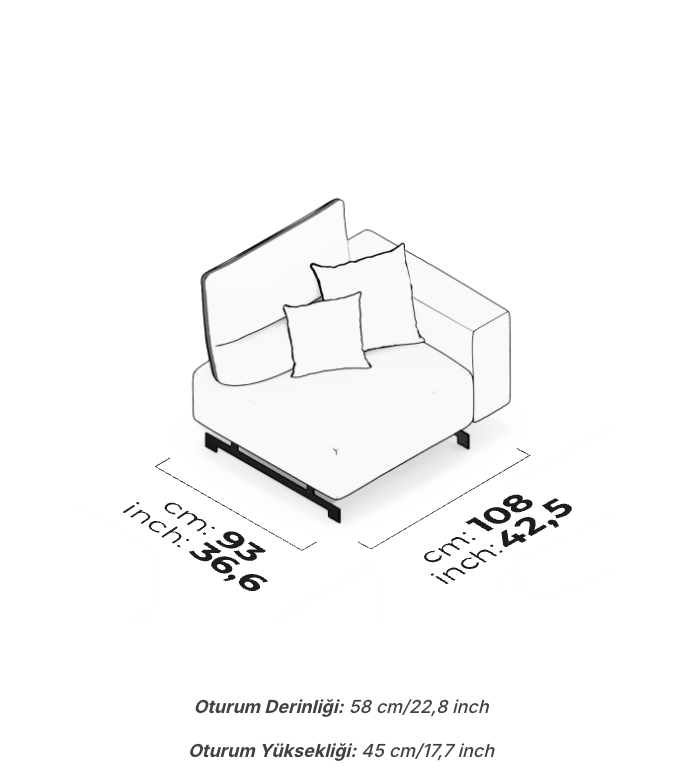 Divano Modulare Aria – Modulo Bracciolo Largo Destro