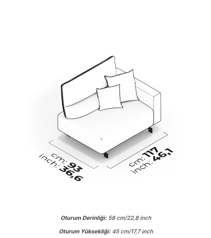 Divano Modulare Aria – Modulo Bracciolo Sottile Destro – Ampio