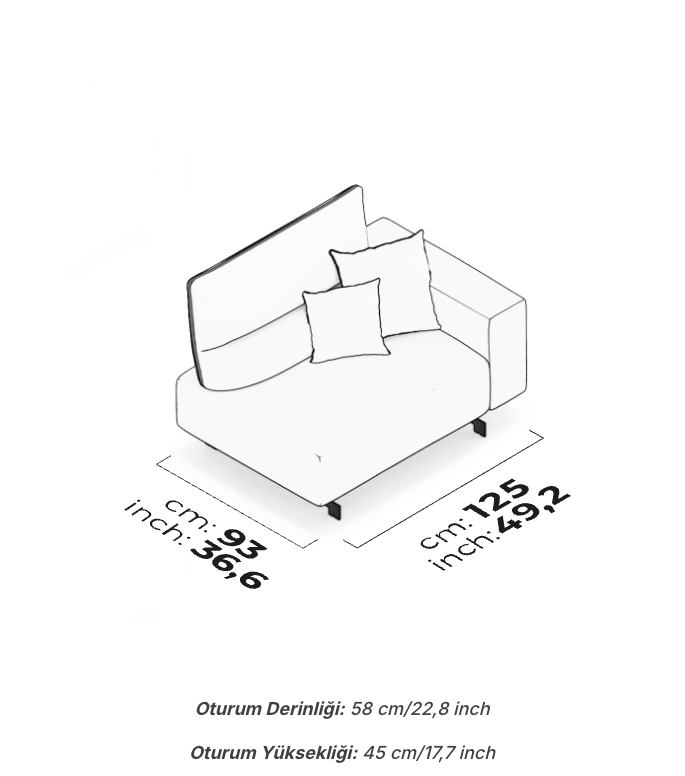 Divano Modulare Aria – Modulo Bracciolo Largo Destro – Ampio