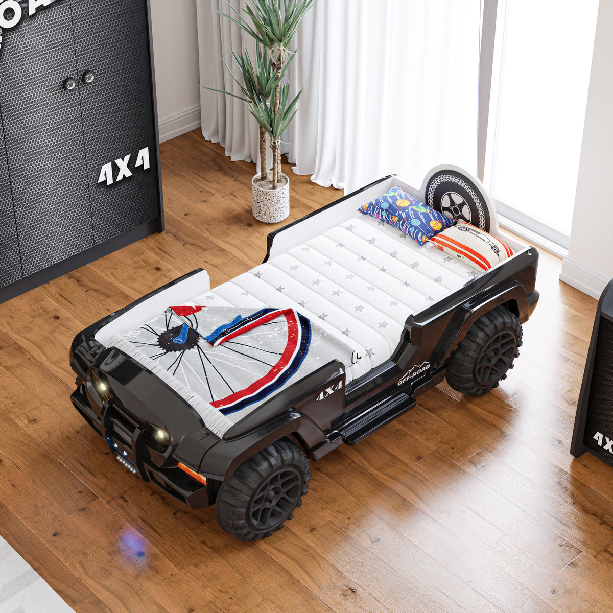 Letto Auto Off Road con LED - Nero