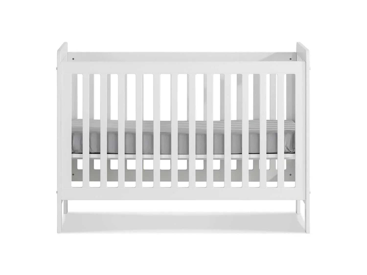 Lettino con Altezza Regolabile 60x120 cm bianco, vista frontale con materasso a metà altezza