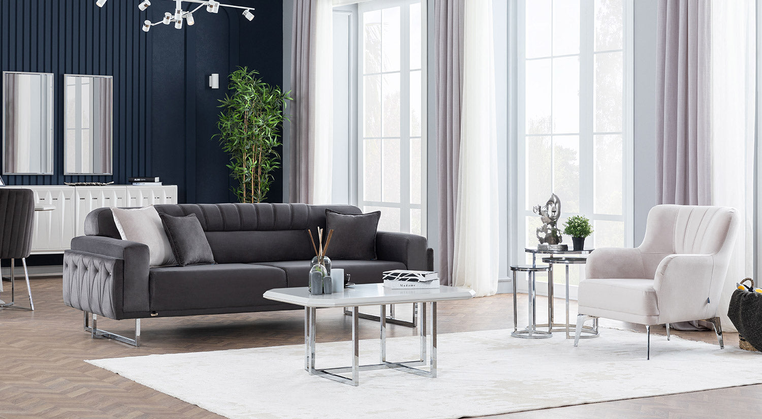 Natura Divano Letto 3 Posti Antracite