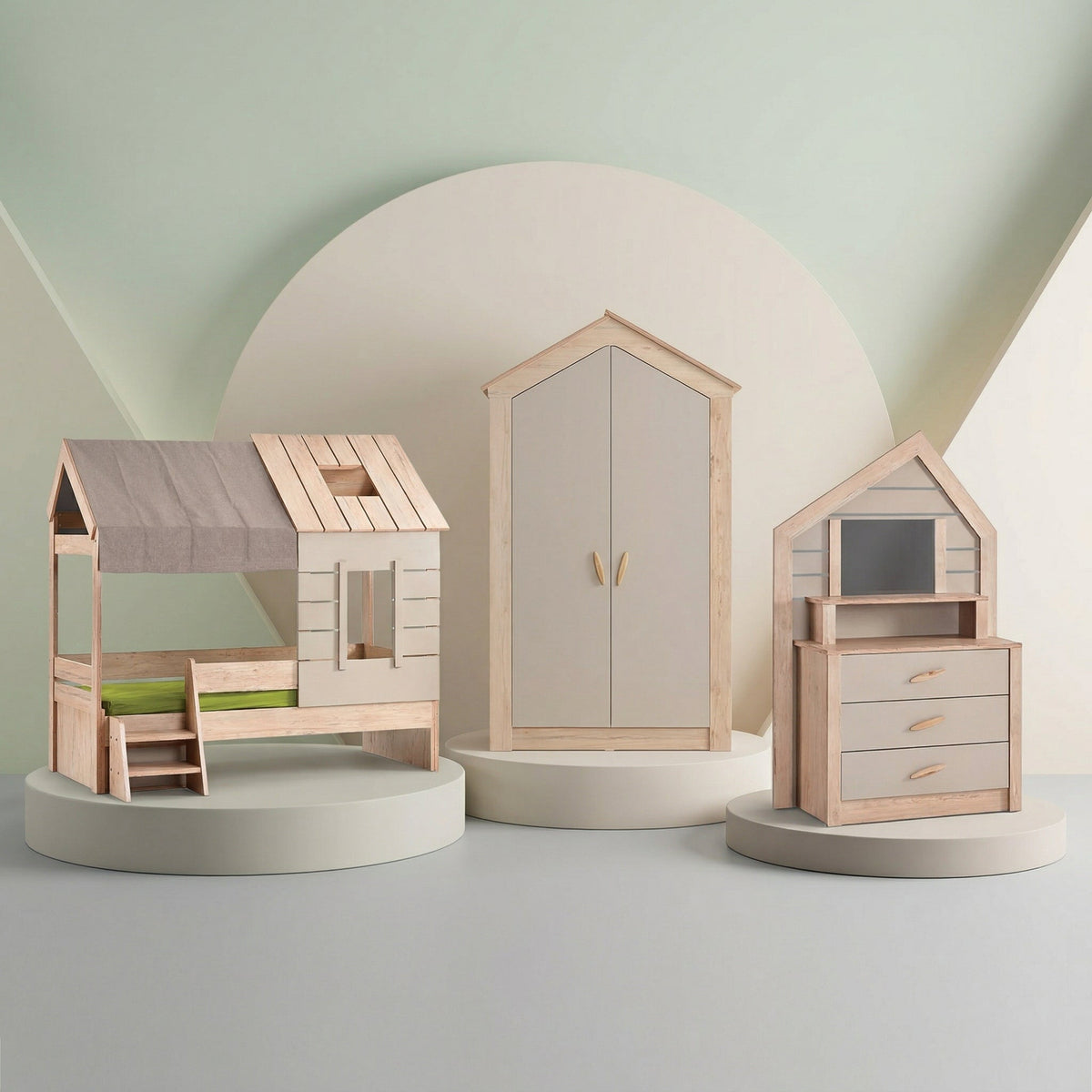 Cameretta Completa My House Casetta + Materasso OMAGGIO: Letto con Tetto, Armadio e Cassettiera