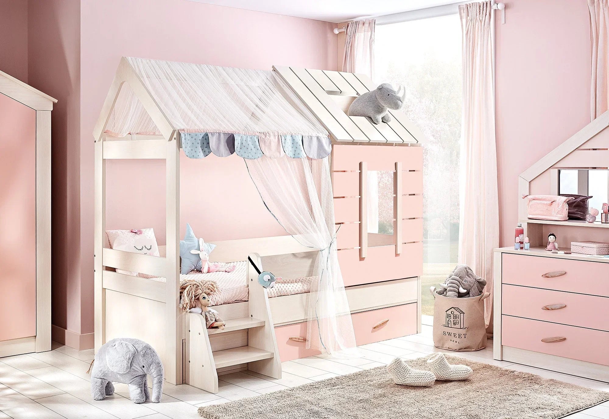 Cameretta Completa Pink House Casetta + Materasso OMAGGIO: Letto, Armadio e Cassettiera