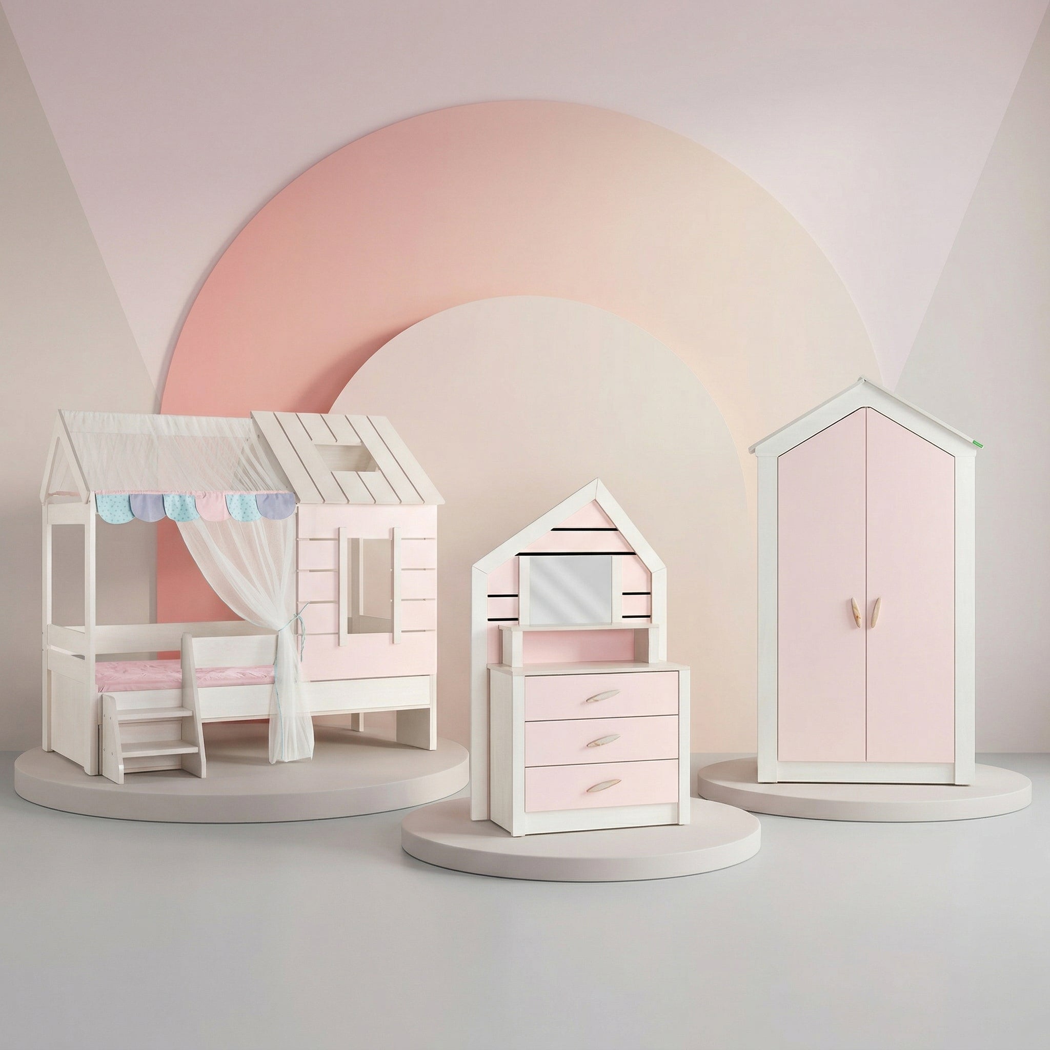 Cameretta Completa Pink House Casetta + Materasso OMAGGIO: Letto, Armadio e Cassettiera