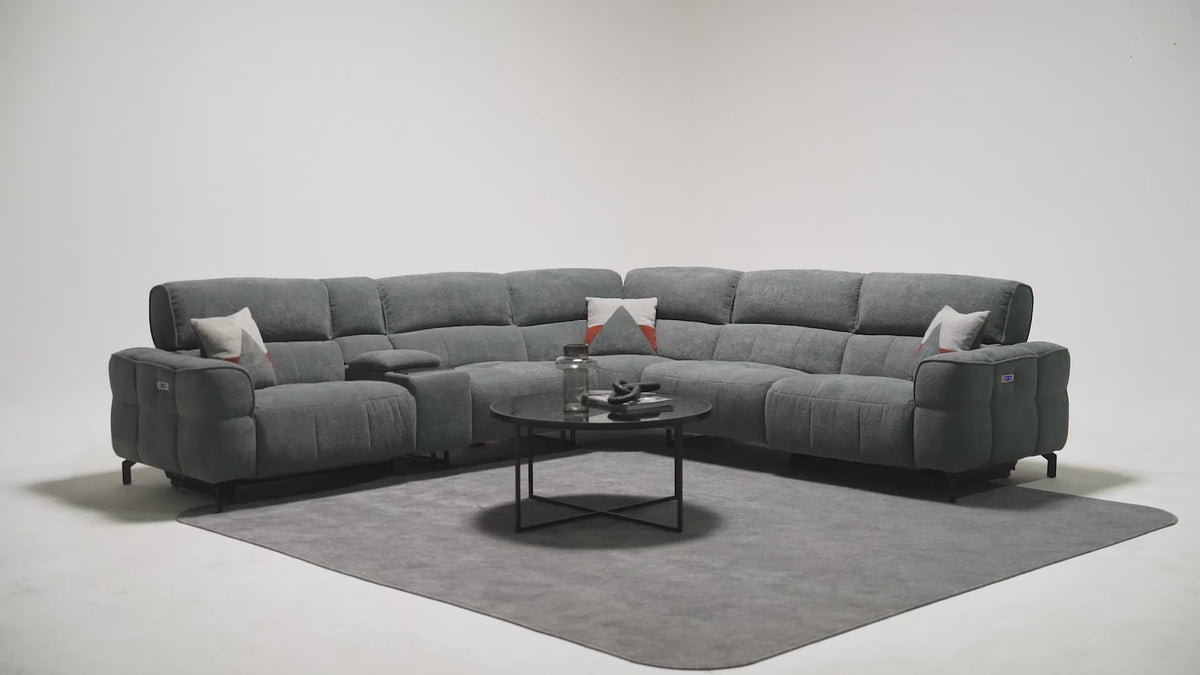 Carica video: Divano Angolare Torino con Doppio Relax e Console