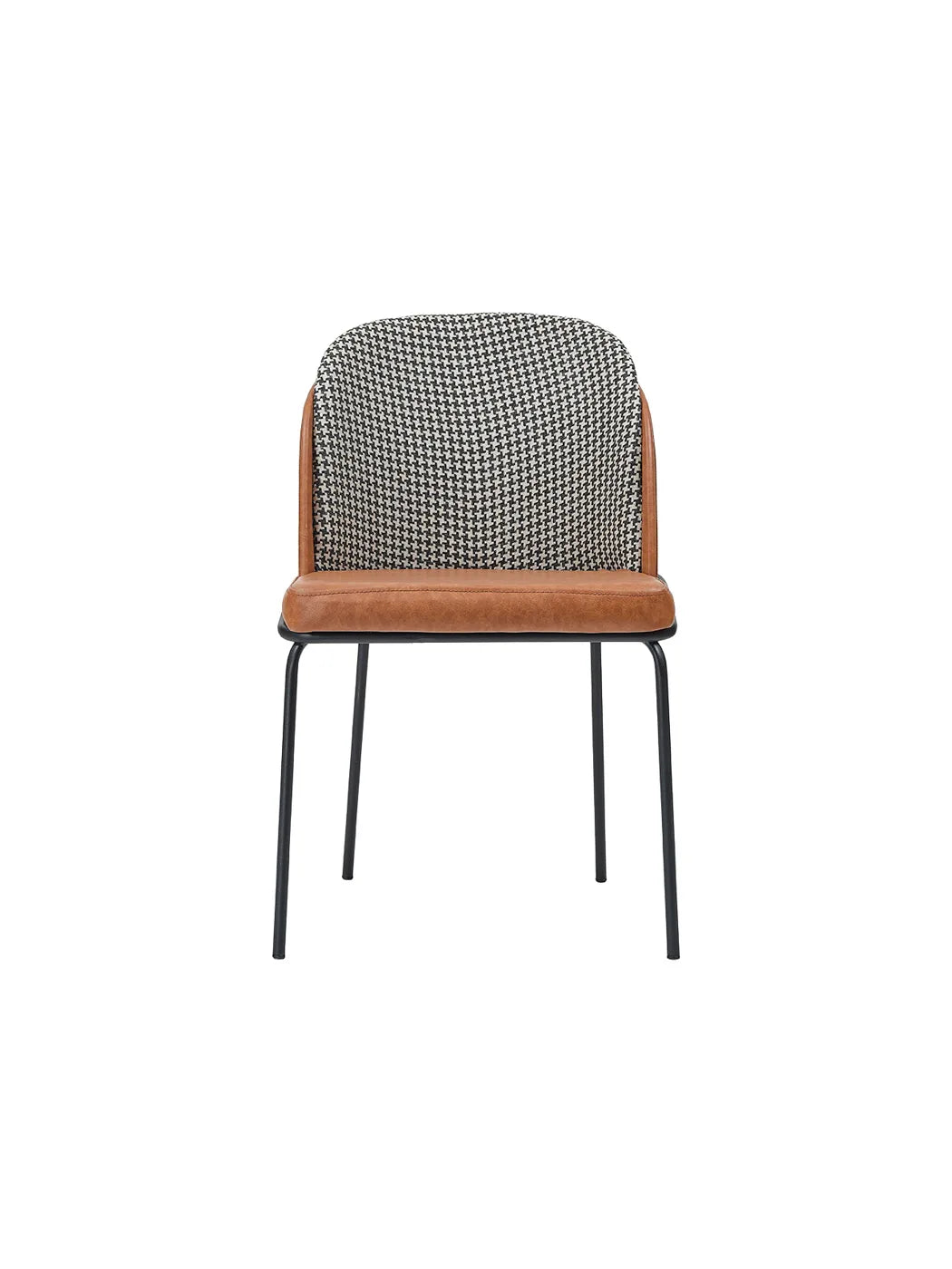 Sedia Dandy vista frontale con schienale in tessuto pied de poule