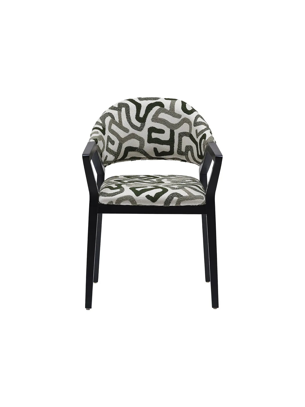Sedia Lapis vista frontale: tessuto panna con motivo astratto verde e grigio
