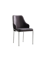 Sedia da pranzo Rebul grigio antracite con gambe cromate, vista frontale di tre quarti