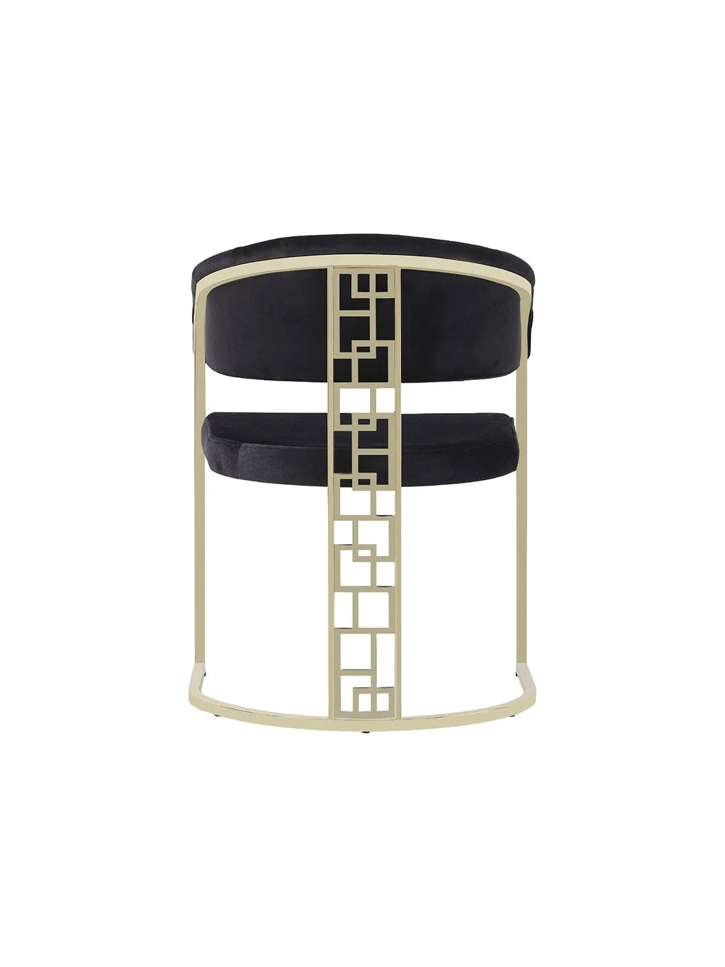 Sedia Valenza vista posteriore con pannello traforato geometrico oro