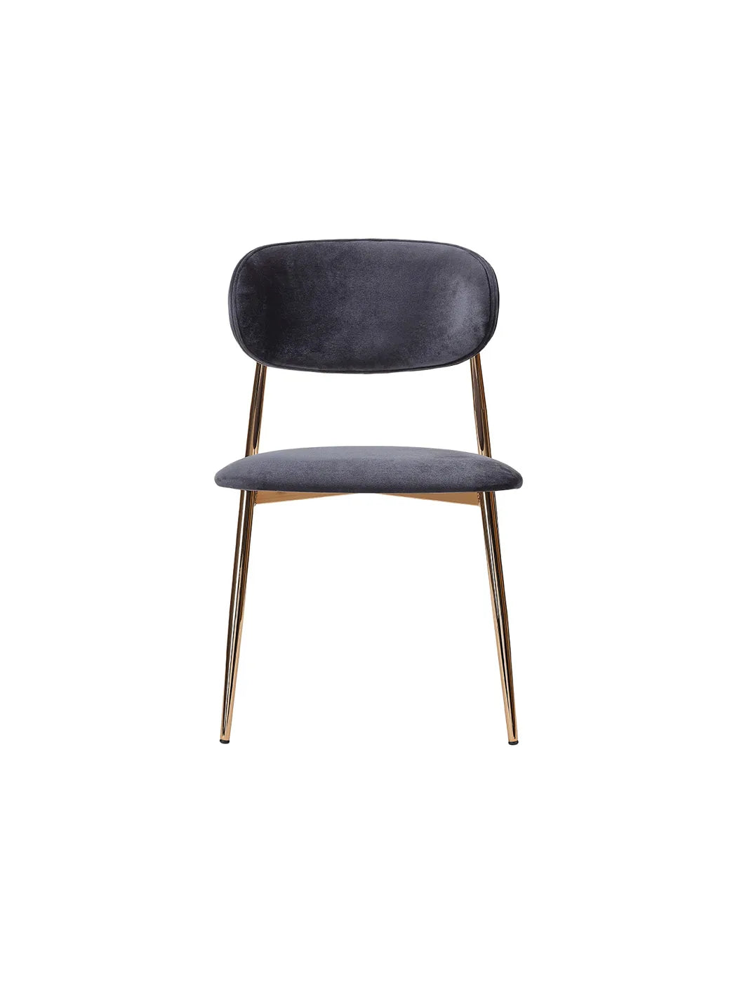 Sedia Viola Gold vista frontale con schienale ovale imbottito
