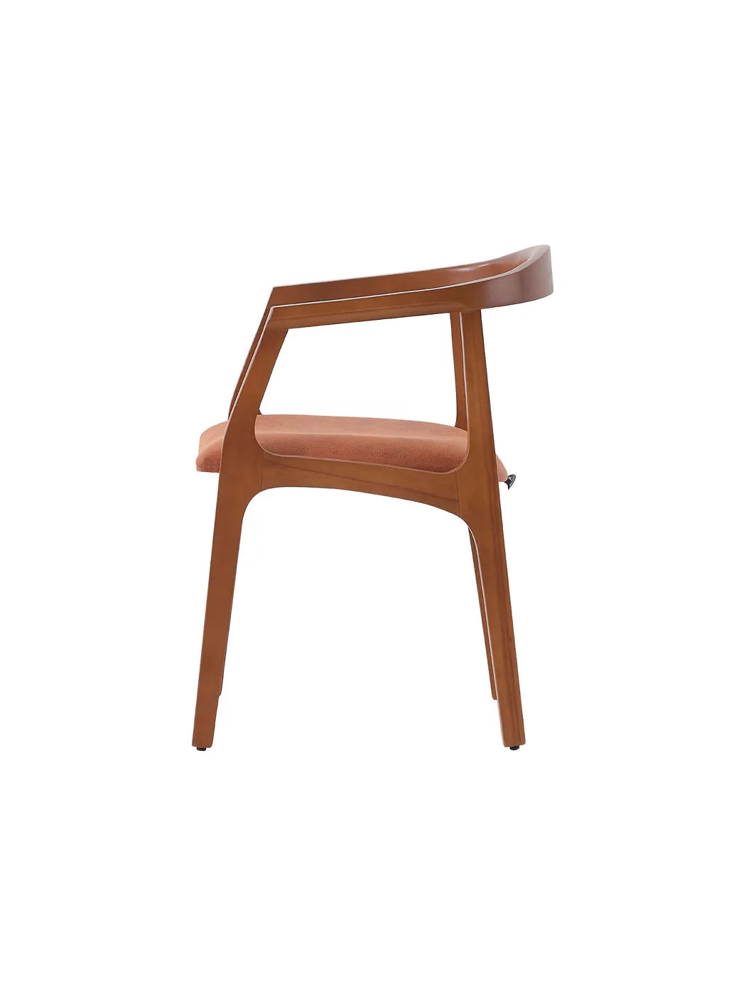 Sedia Wood vista laterale, profilo del bracciolo e delle gambe in legno