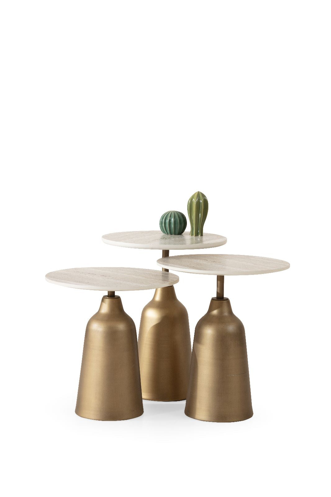 Set 3 tavolini a incastro Beige – Bianco