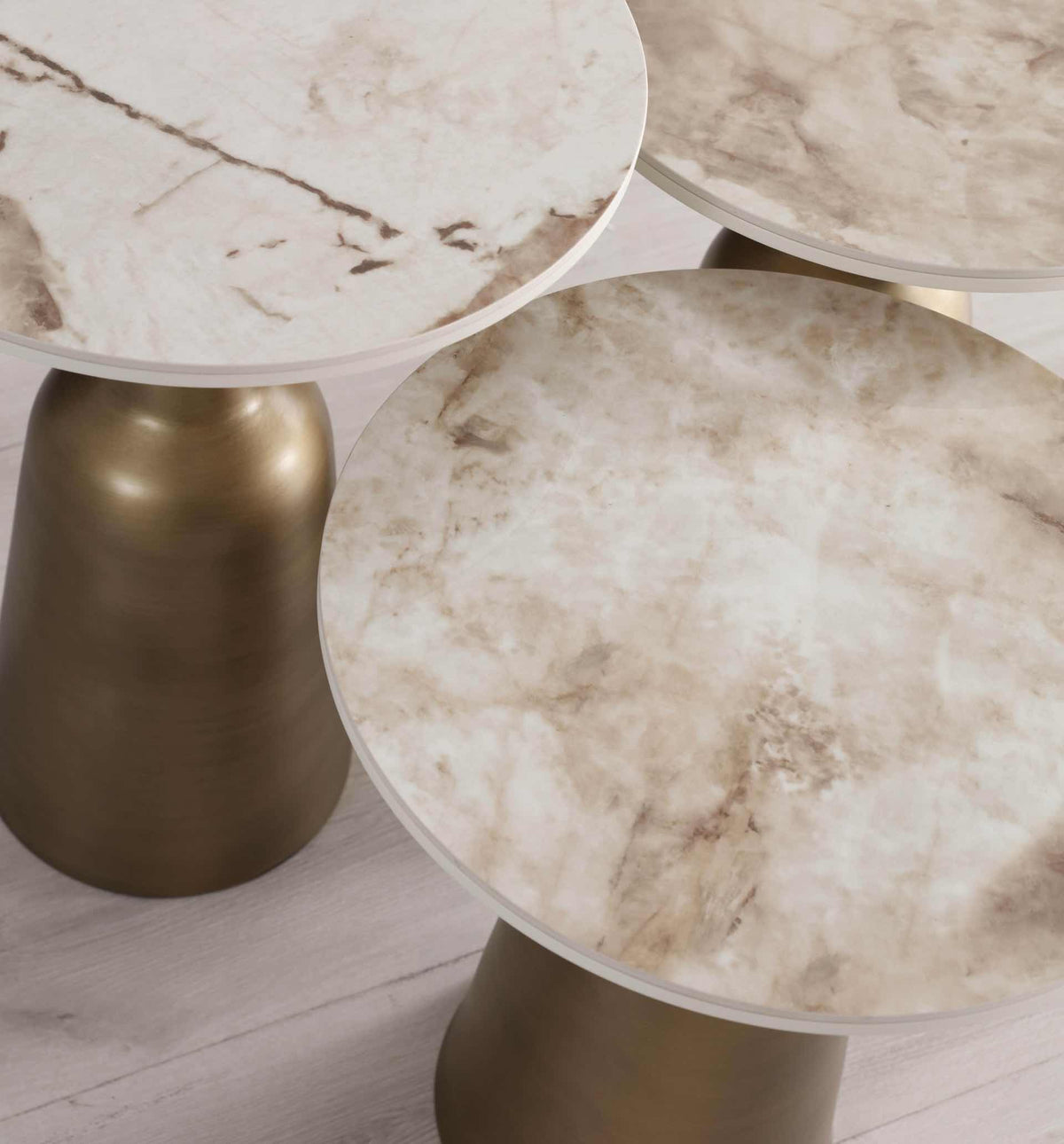 Set 3 tavolini a incastro Beige – Calacatta Gold