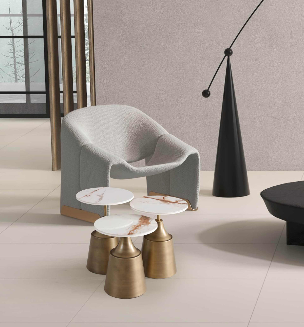 Set 3 tavolini a incastro Beige – Dolce Vita