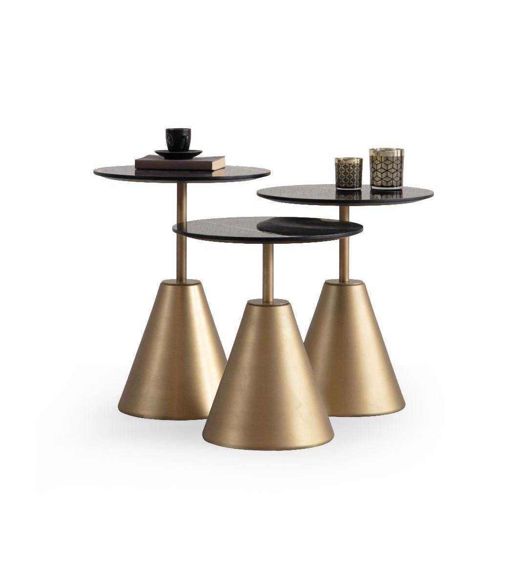 Set 3 tavolini a incastro Dark – Quartz