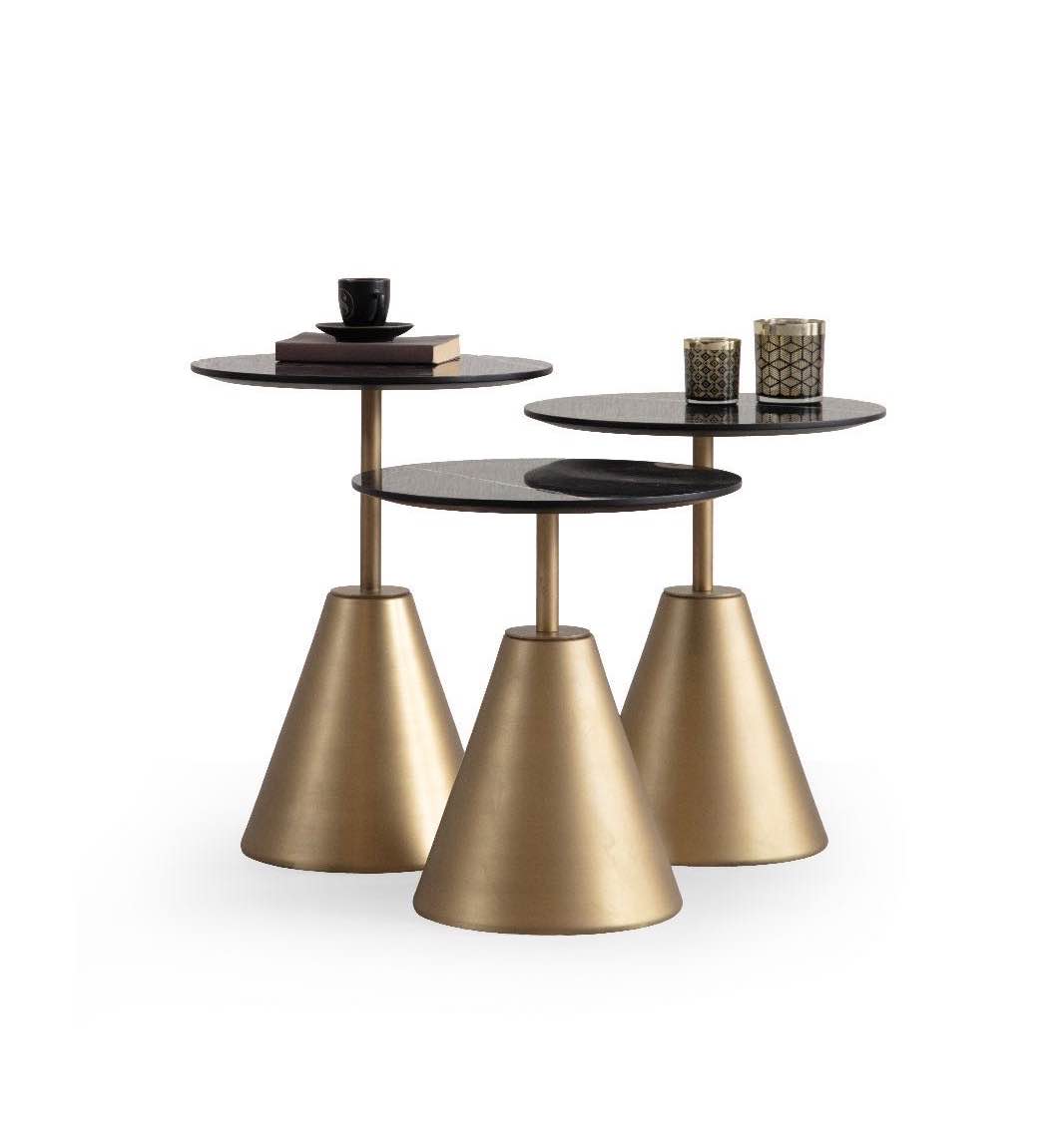 Set 3 tavolini a incastro Dark – Silver Rutz