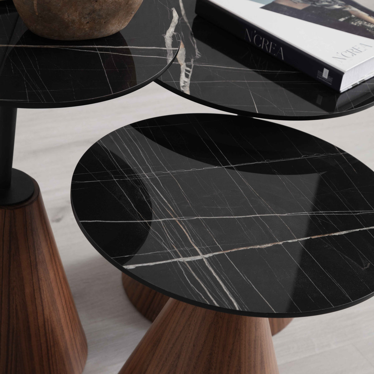 Set 3 tavolini a incastro Gambit – Nero