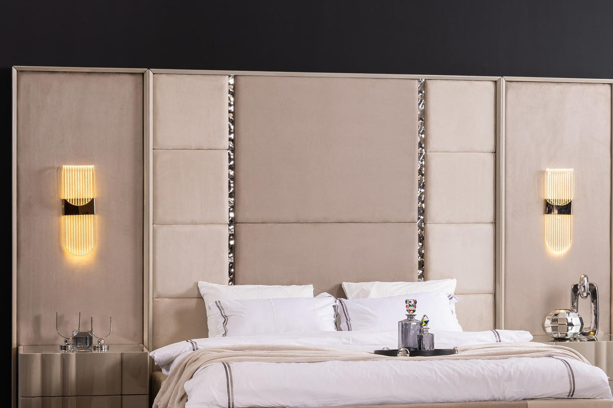 Set Camera Da Letto Bugatti: Armadio 6 Ante, Comò, Comodini, Letti 160/180 Cm, Design Elegante e Spazioso