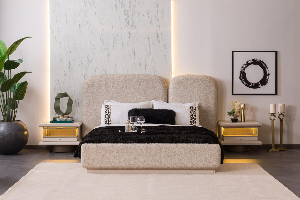 Set Camera Da Letto Sahara: Armadio 6 Ante, Comò, Comodini, Letti 160/180 Cm, Design Elegante e Spazioso